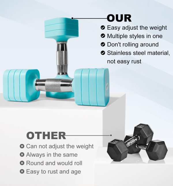 15LBS 20LBS Adjustable Dumbbell Set, 4 in 1 Free Weights Dumbbells Set for Women Men Hand Weights Set Adjust Dumbbell Weight Set for Home Gym Exercise Workout Strength Training Equipments