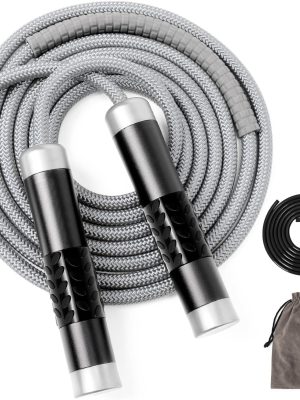 1LB Weighted Jump Ropes for fitness Women Men, Tangle-Free Ball Bearing Rapid Speed Skipping Jump Rope with Adjustable 9mm Cotton & PVC Cord, Aluminum Handles for , Boxing, , Weight-loss Workouts