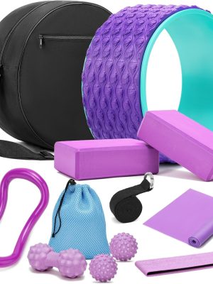 12 in 1 Yoga Set with Back Cracker Roller & Deep Tissue Massage Yoga Blocks, Ring & Accessories for Stretching & Relief