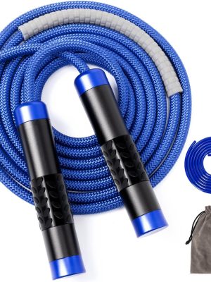 1LB Weighted Jump Ropes for fitness Women Men, Tangle-Free Ball Bearing Rapid Speed Skipping Jump Rope with Adjustable 9mm Cotton & PVC Cord, Aluminum Handles for , Boxing, , Weight-loss Workouts