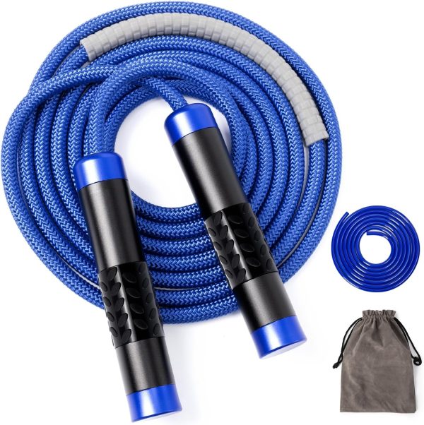 1LB Weighted Jump Ropes for fitness Women Men, Tangle-Free Ball Bearing Rapid Speed Skipping Jump Rope with Adjustable 9mm Cotton & PVC Cord, Aluminum Handles for , Boxing, , Weight-loss Workouts