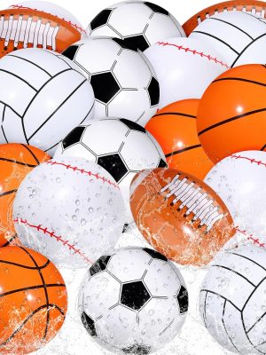 16 Inch Inflatable Sport Balls 5 Styles Sport Beach Balls Swimming Pool PVC Balls Bulk Blow up Sports Party Decorations for Family Outdoor Beach Pool Water Sports(15 Pieces)